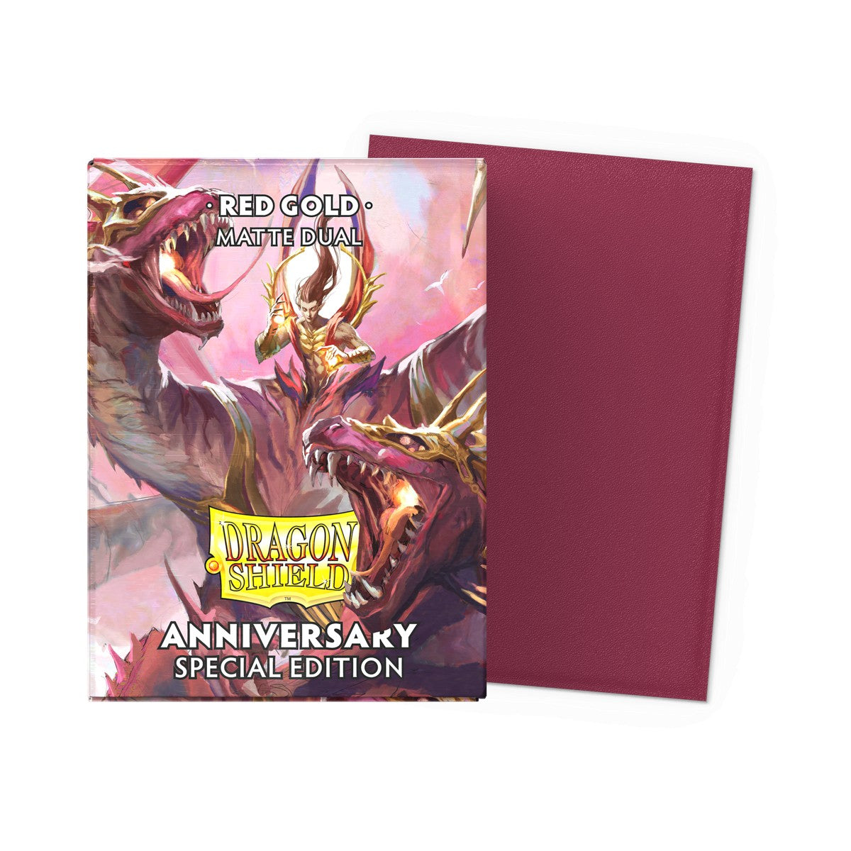 Dragon Shield Sleeves: Standard Matte Dual Art 25th Anniversary Special Edition - Pomegranate & Gold 100CT