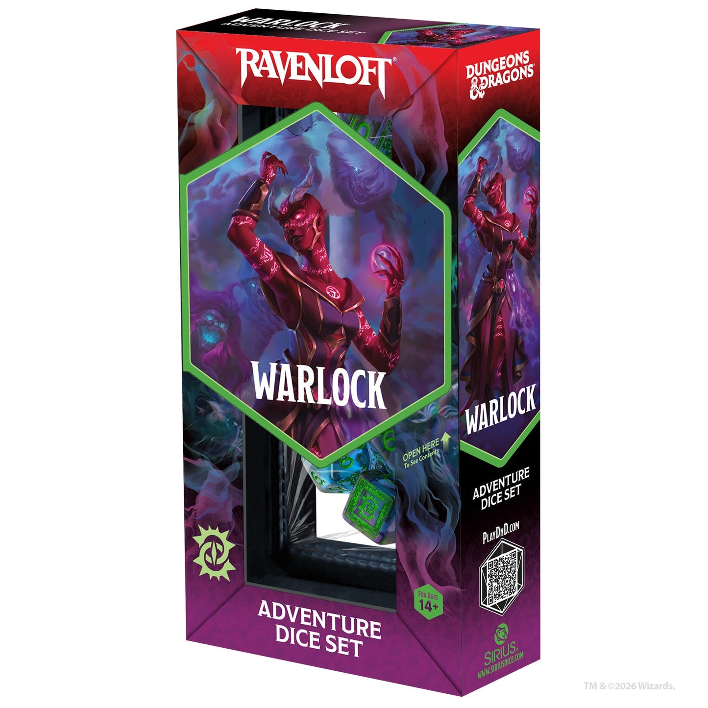 D&D Adventure Dice - Warlock: Purple, Green