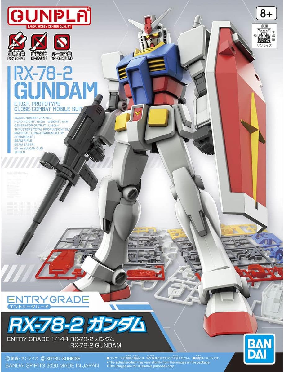 Bandai Hobby - Mobile Suit Gundam - 1/144 RX-78-2 Gundam, Bandai Spirits Entry Grade Model Kit
