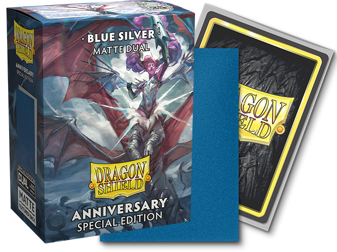 Dragon Shield Sleeves: Standard Matte Dual 25th Anniversary - Cobalt & Silver 100CT